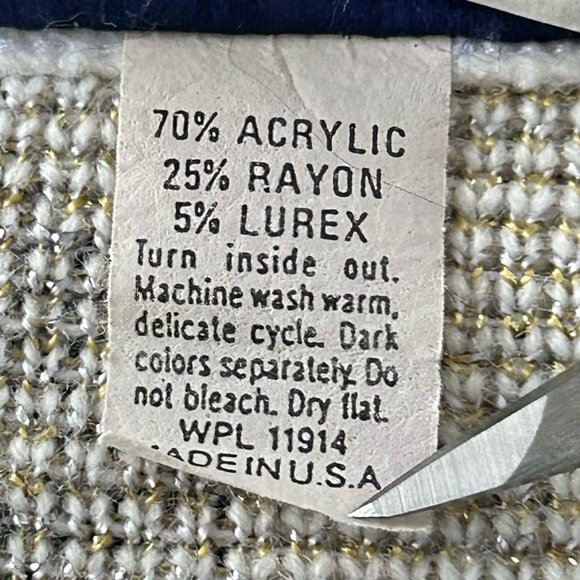 Vintage 80s Kate Collins Floral Metallic Pattern Wide Crewneck Knit Swea… - Picture 5 of 10